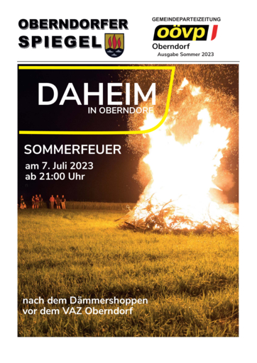 OBERNDORFER SPIEGEL SOMMER 2023 OBERNDORFER SPIEGEL SOMMER 2023